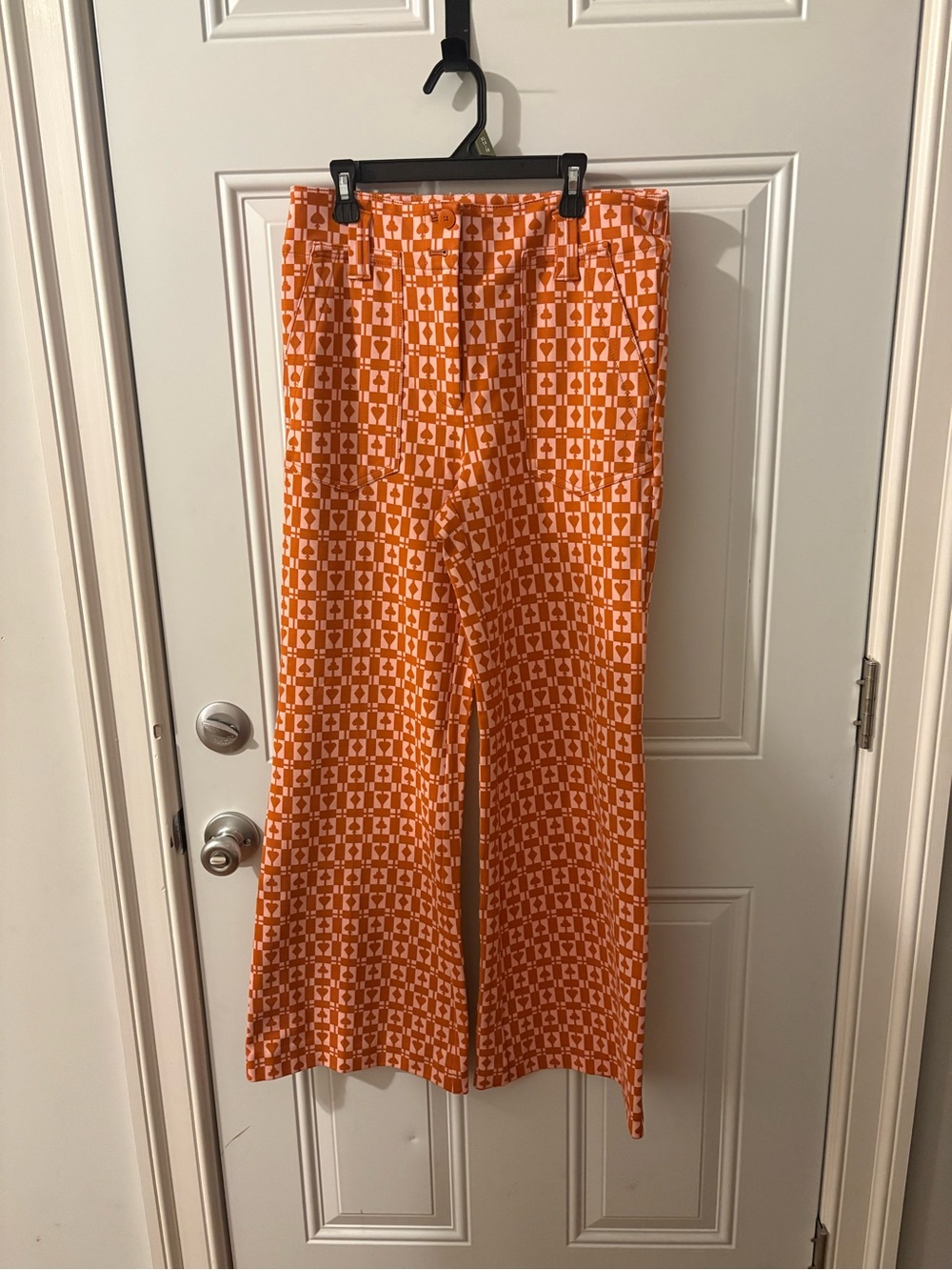 Anthropologie Women's Cream/Peach  Heart and Spade Flare Pants